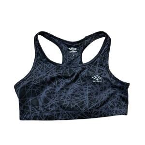 Umbro Womens Black & Gray Printed Racerback Sports Bra Size L Youth